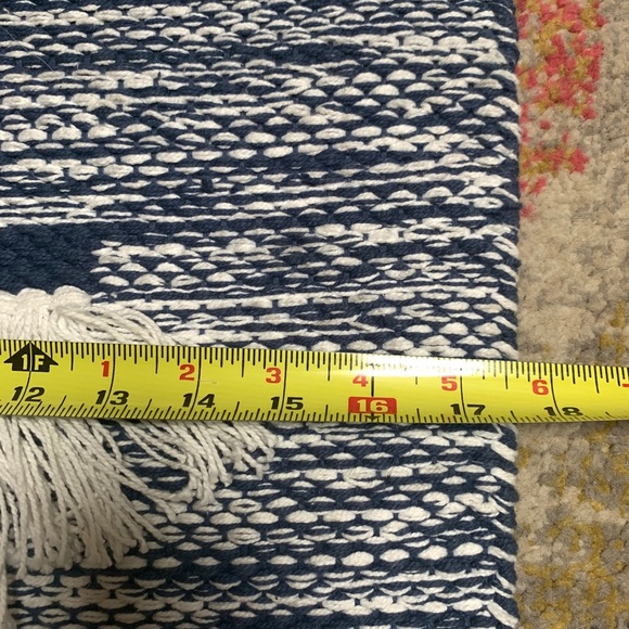 Boho wall hanging shag rug blue white - Picture 3 of 6